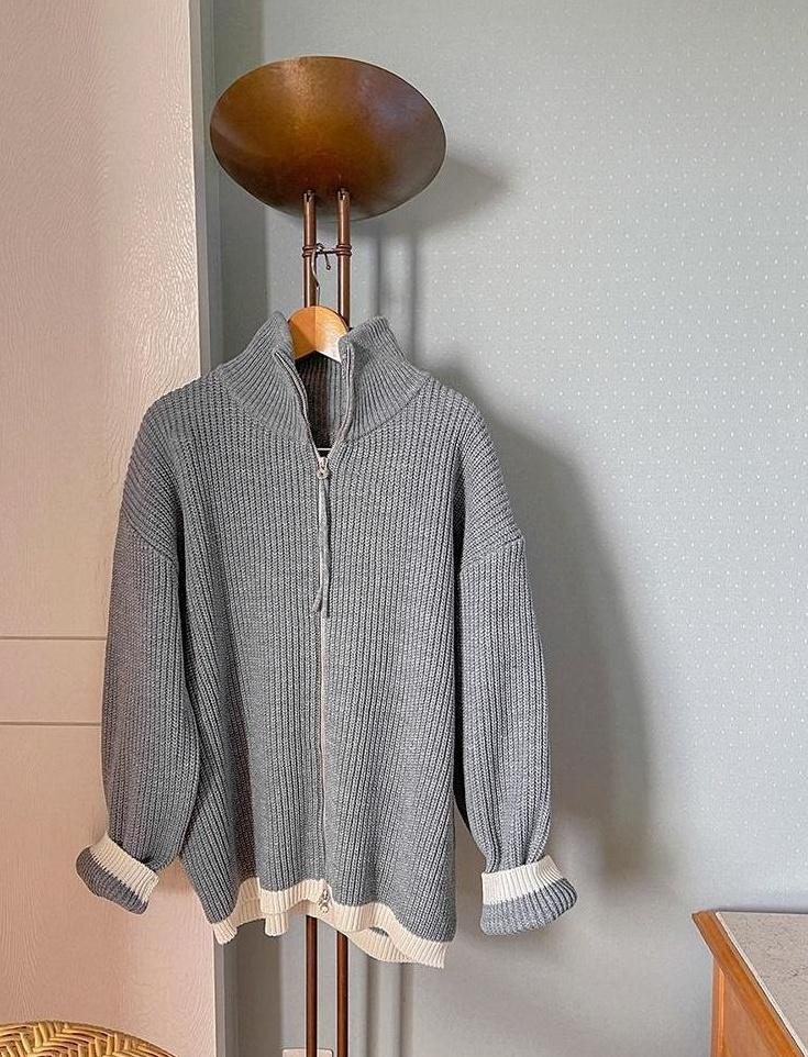 Cozy Knit Zip Cardigan Sweater