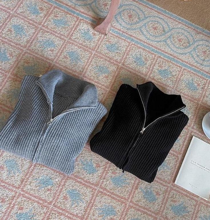 Cozy Knit Zip Cardigan Sweater
