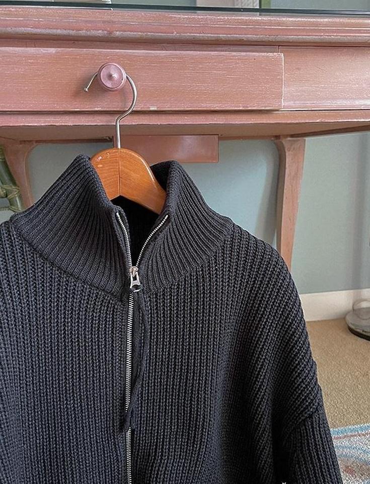 Cozy Knit Zip Cardigan Sweater