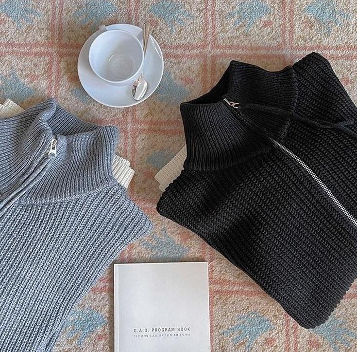 Cozy Knit Zip Cardigan Sweater