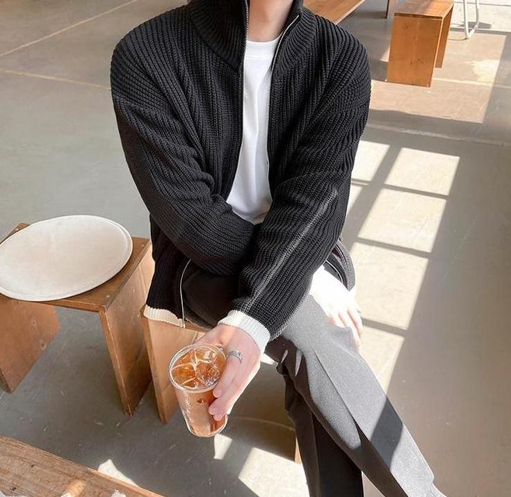 Cozy Knit Zip Cardigan Sweater