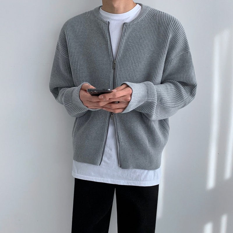 Cozy Knit Zipper Cardigan Sweater
