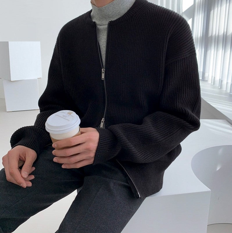 Cozy Knit Zipper Cardigan Sweater