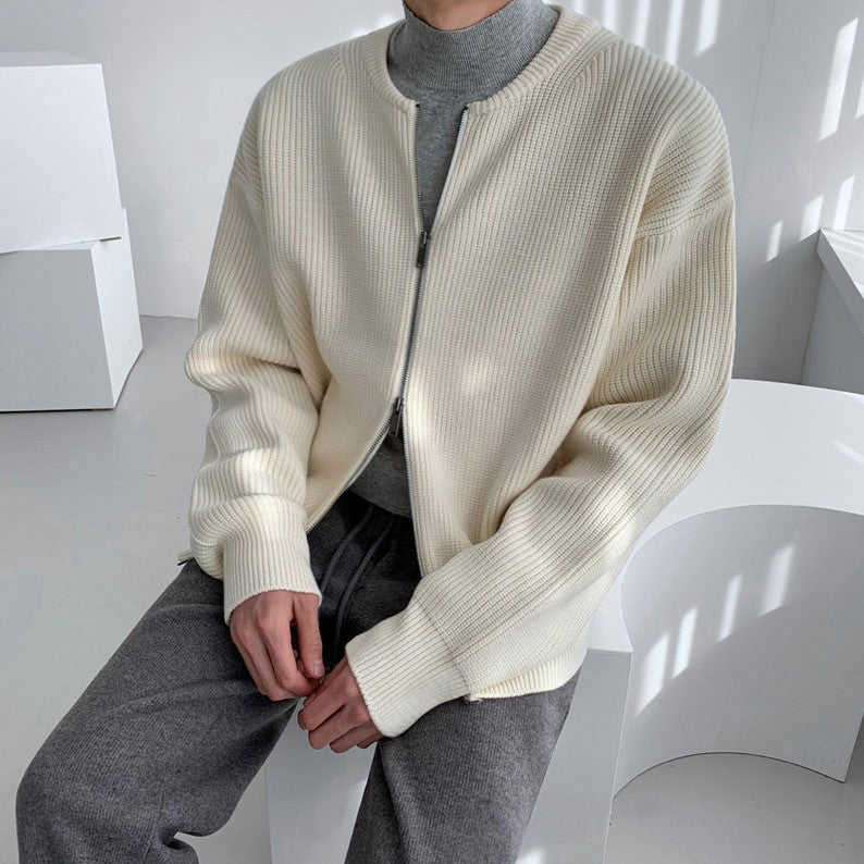 Cozy Knit Zipper Cardigan Sweater