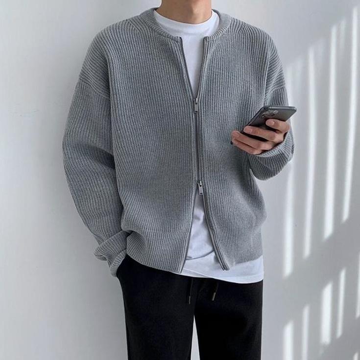 Cozy Knit Zipper Cardigan Sweater