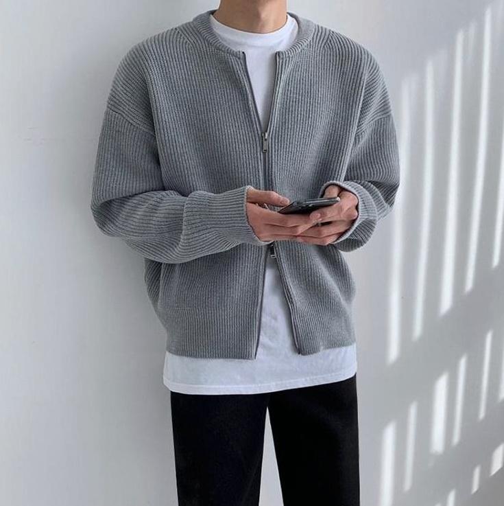 Cozy Knit Zipper Cardigan Sweater