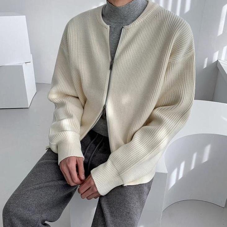 Cozy Knit Zipper Cardigan Sweater