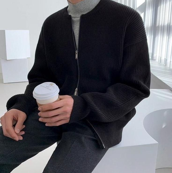 Cozy Knit Zipper Cardigan Sweater