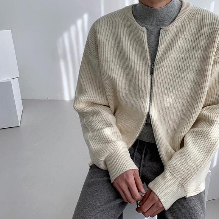 Cozy Knit Zipper Cardigan Sweater