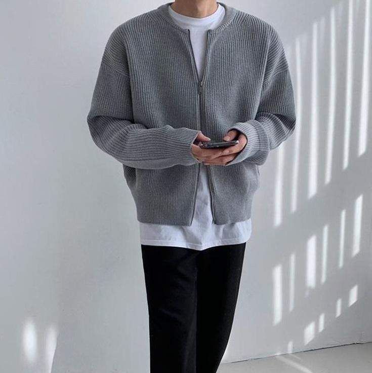 Cozy Knit Zipper Cardigan Sweater