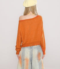 Cozy Off Shoulder Knit Sweater Orange