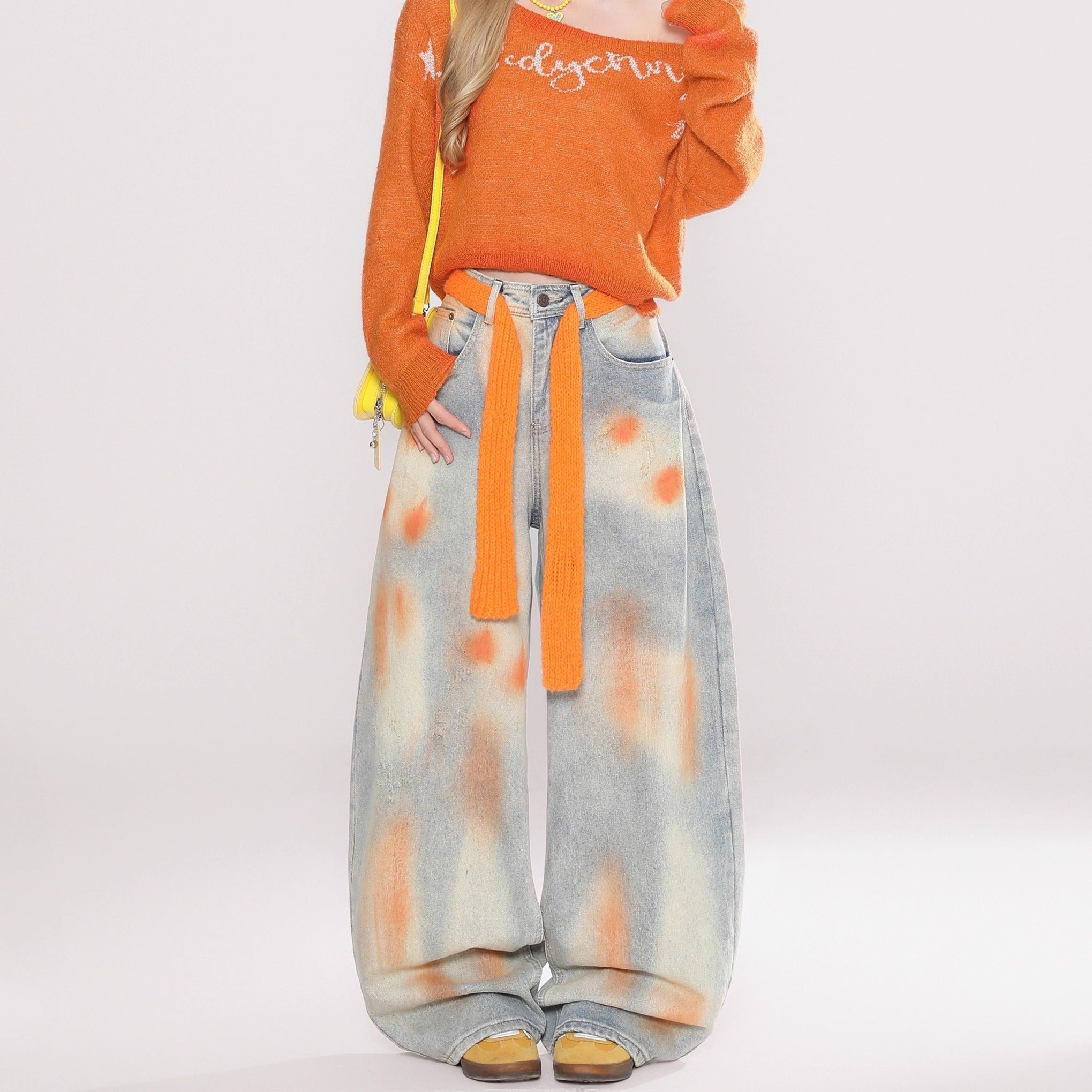Cozy Off Shoulder Knit Sweater Orange