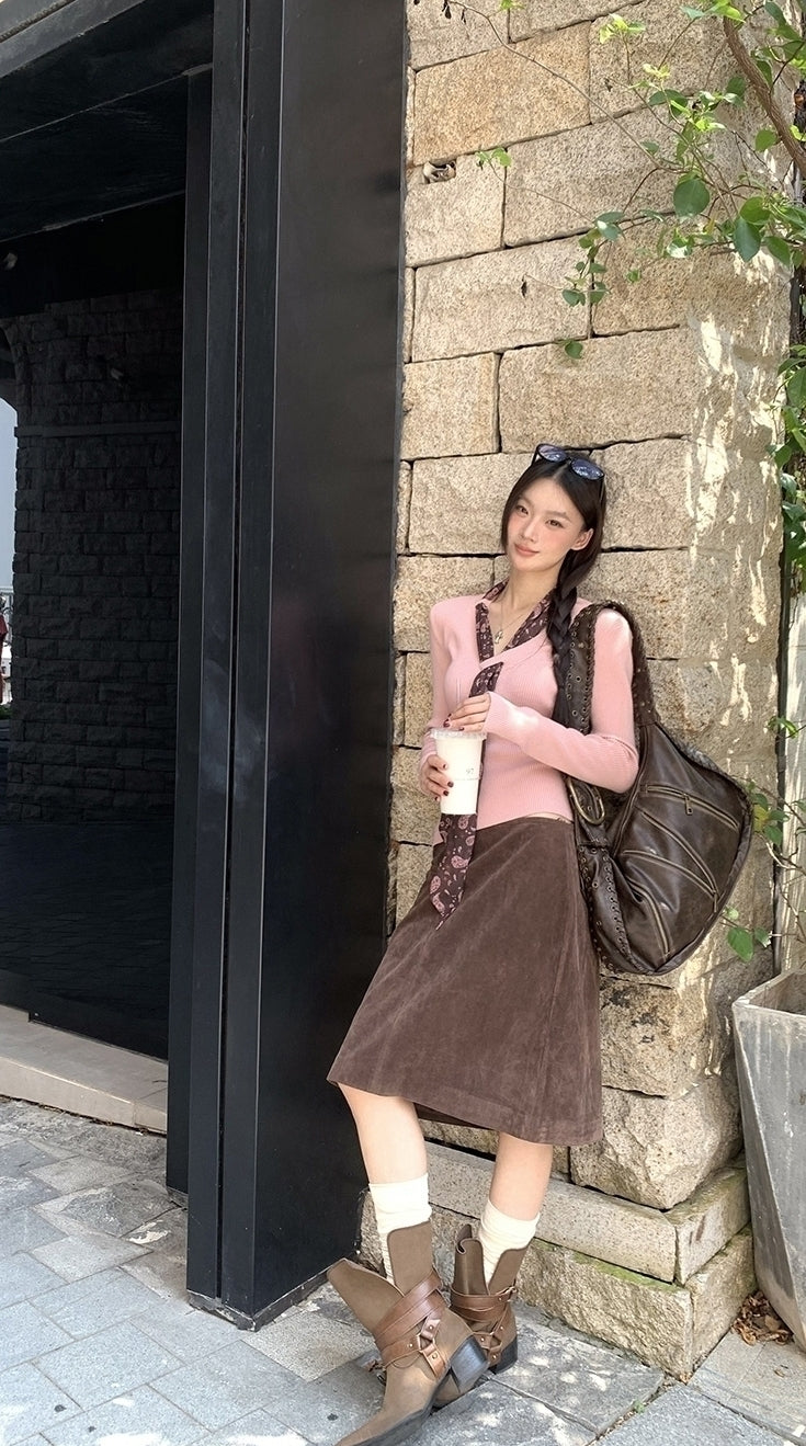 Cozy Pink Knit Sweater Soft Elegant Layering Top