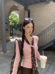 Cozy Pink Knit Sweater Soft Elegant Layering Top