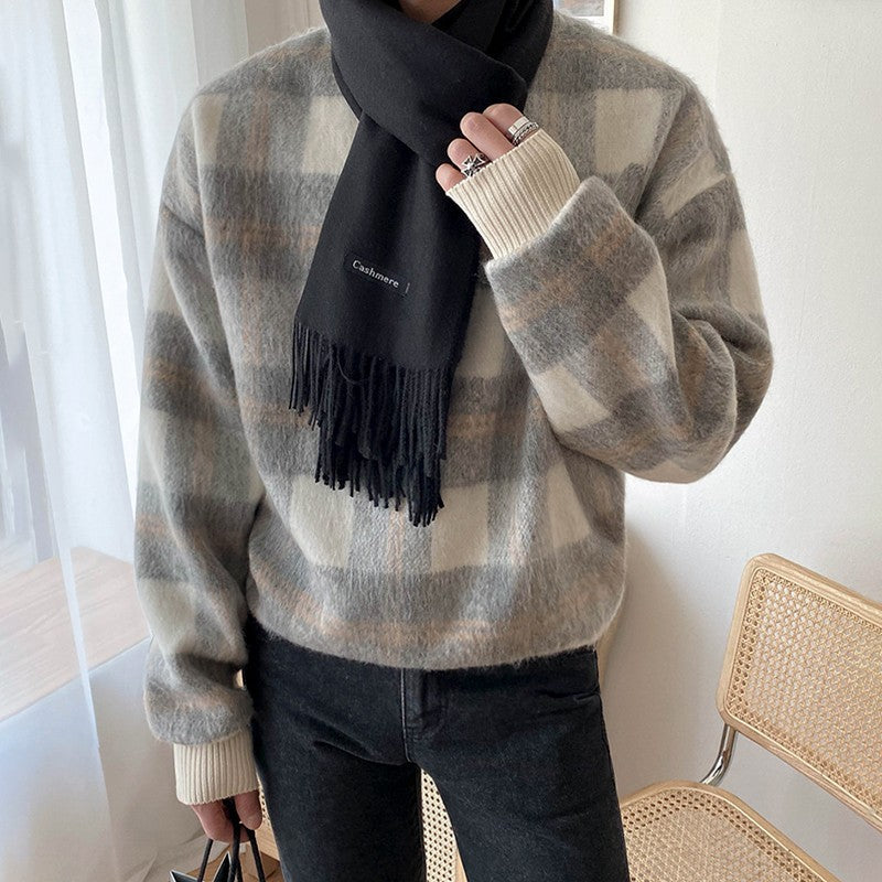 Cozy Plaid Fleece Sweatshirt