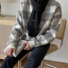Cozy Plaid Fleece Sweatshirt