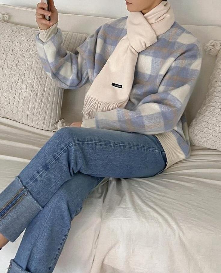 Cozy Plaid Fleece Sweatshirt