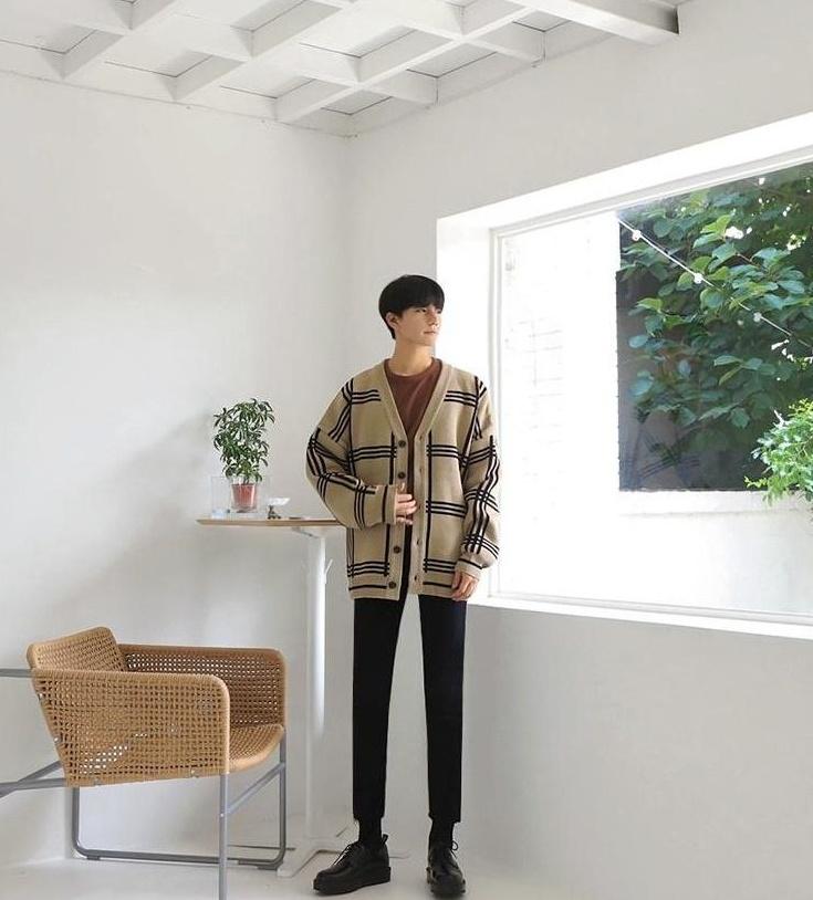 Cozy Plaid Knit Cardigan Sweater