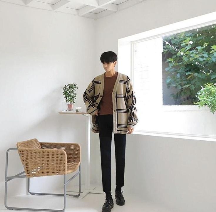 Cozy Plaid Knit Cardigan Sweater