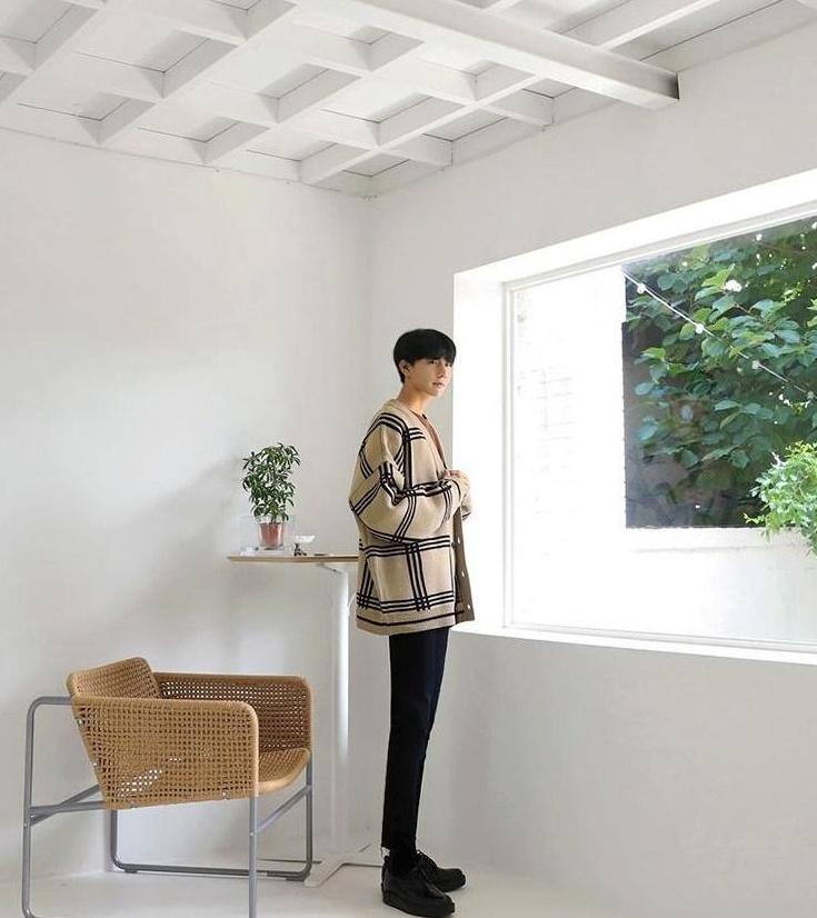 Cozy Plaid Knit Cardigan Sweater