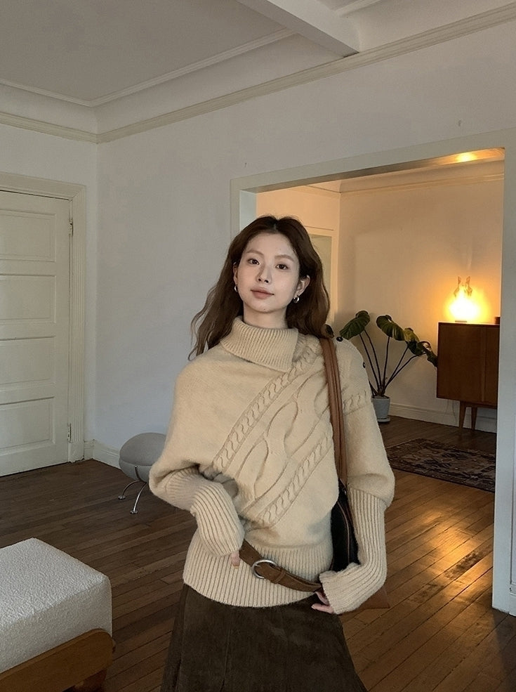 Cozy Turtleneck Knit Sweater Casual Chic Style