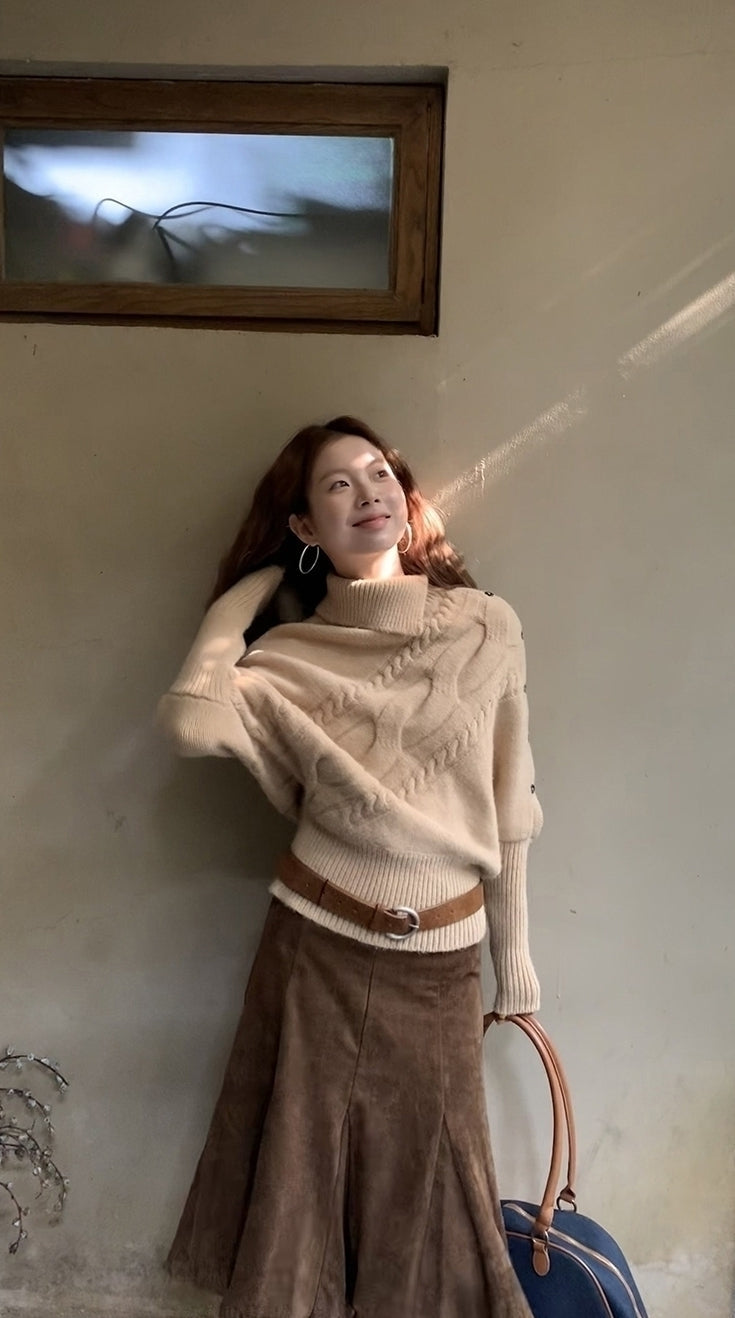 Cozy Turtleneck Knit Sweater Casual Chic Style