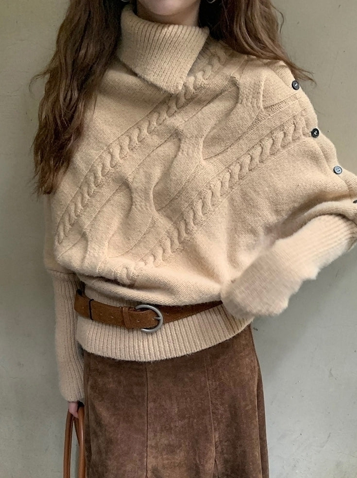 Cozy Turtleneck Knit Sweater Casual Chic Style
