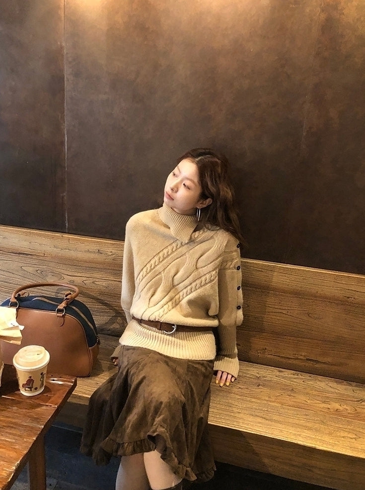 Cozy Turtleneck Knit Sweater Casual Chic Style