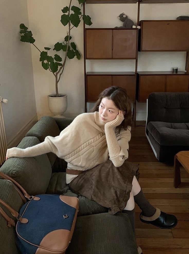 Cozy Turtleneck Knit Sweater Casual Chic Style