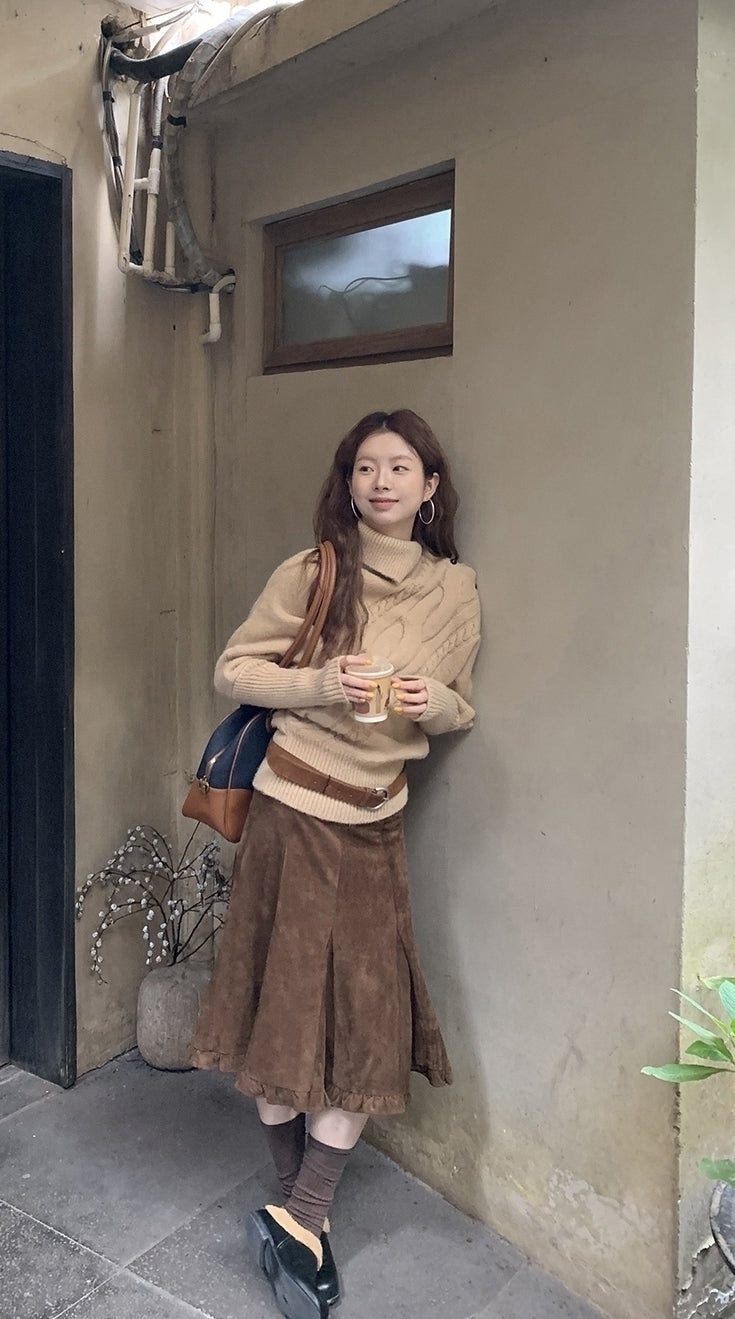 Cozy Turtleneck Knit Sweater Casual Chic Style