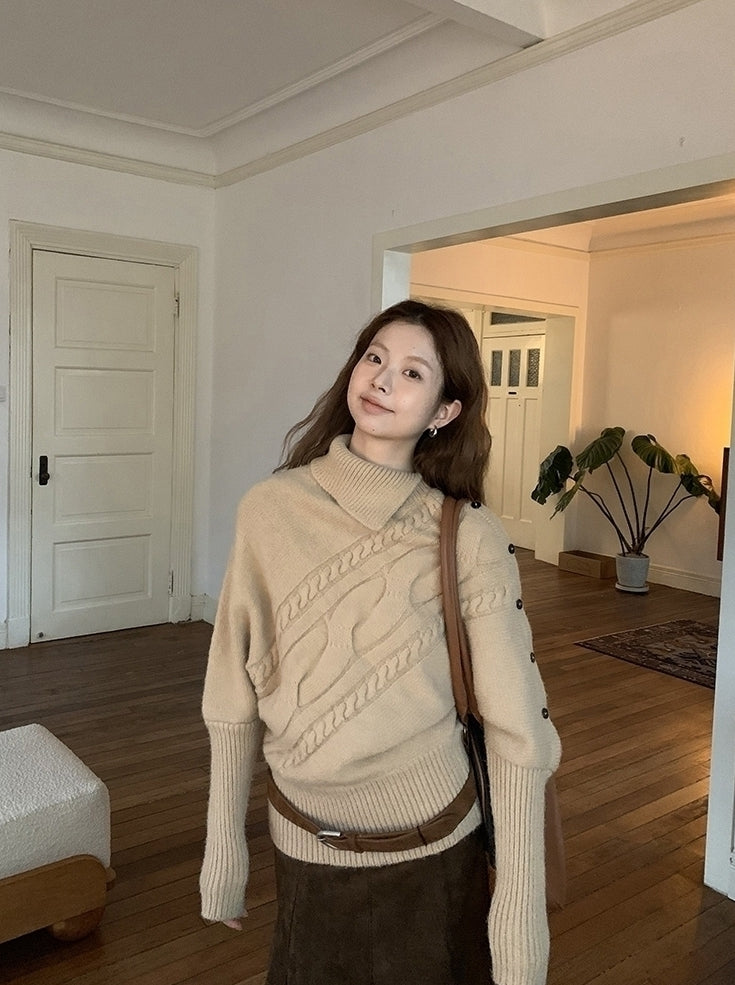 Cozy Turtleneck Knit Sweater Casual Chic Style