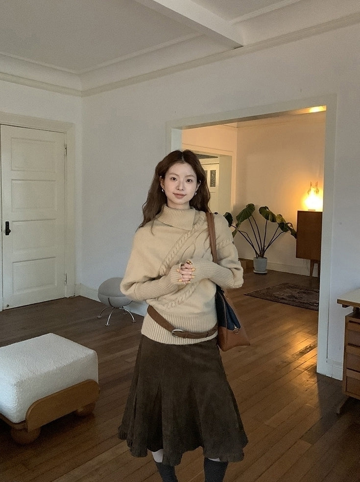 Cozy Turtleneck Knit Sweater Casual Chic Style