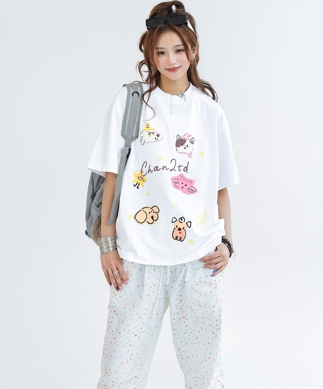 Cute Animal Print Quick Dry Loose Fit Tee