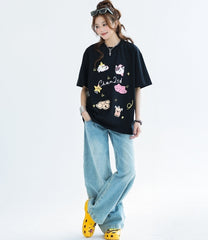Cute Animal Print Quick Dry Loose Fit Tee