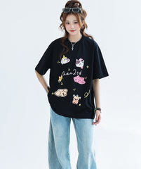 Cute Animal Print Quick Dry Loose Fit Tee