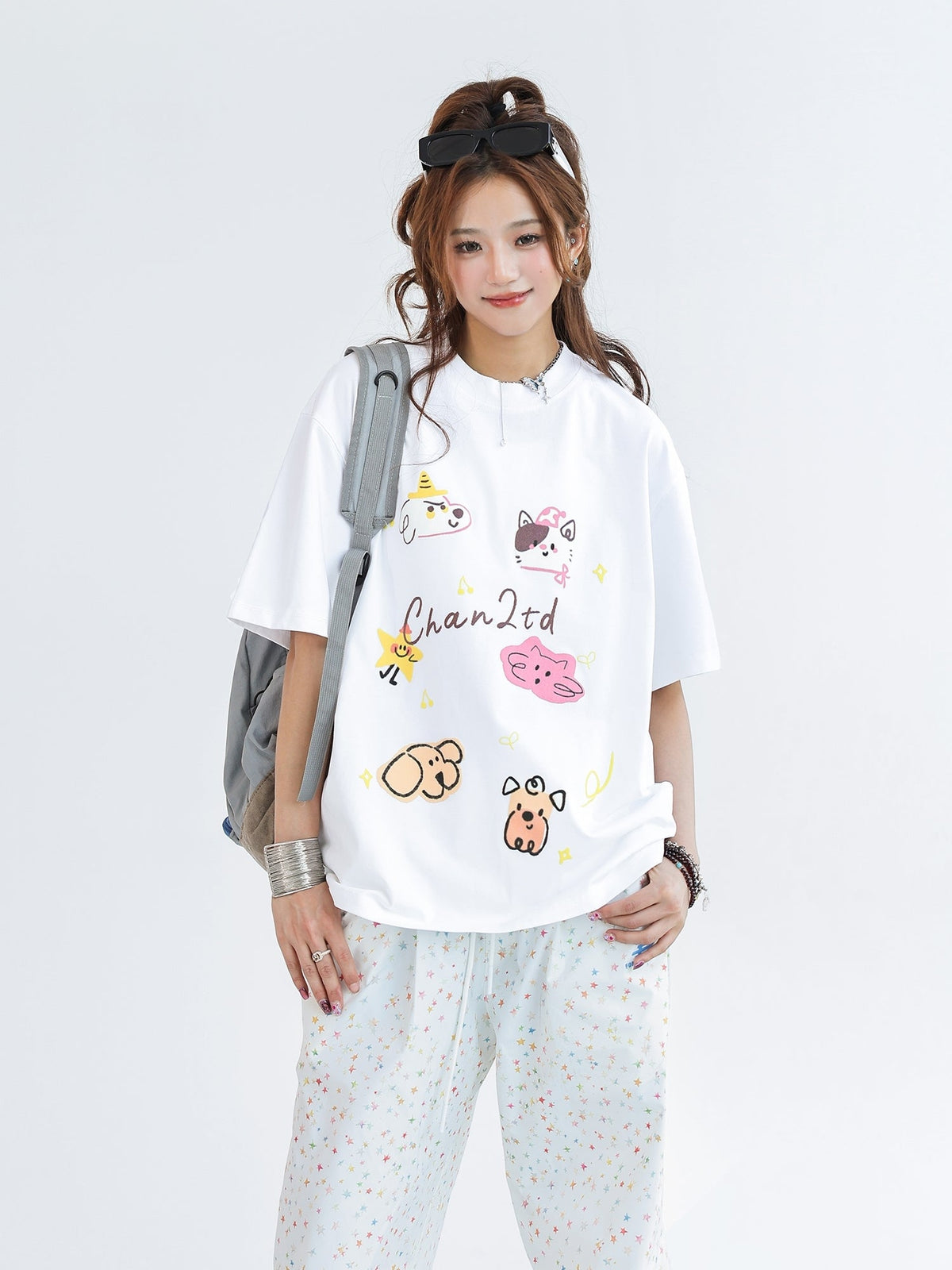 Cute Animal Print Quick Dry Loose Fit Tee