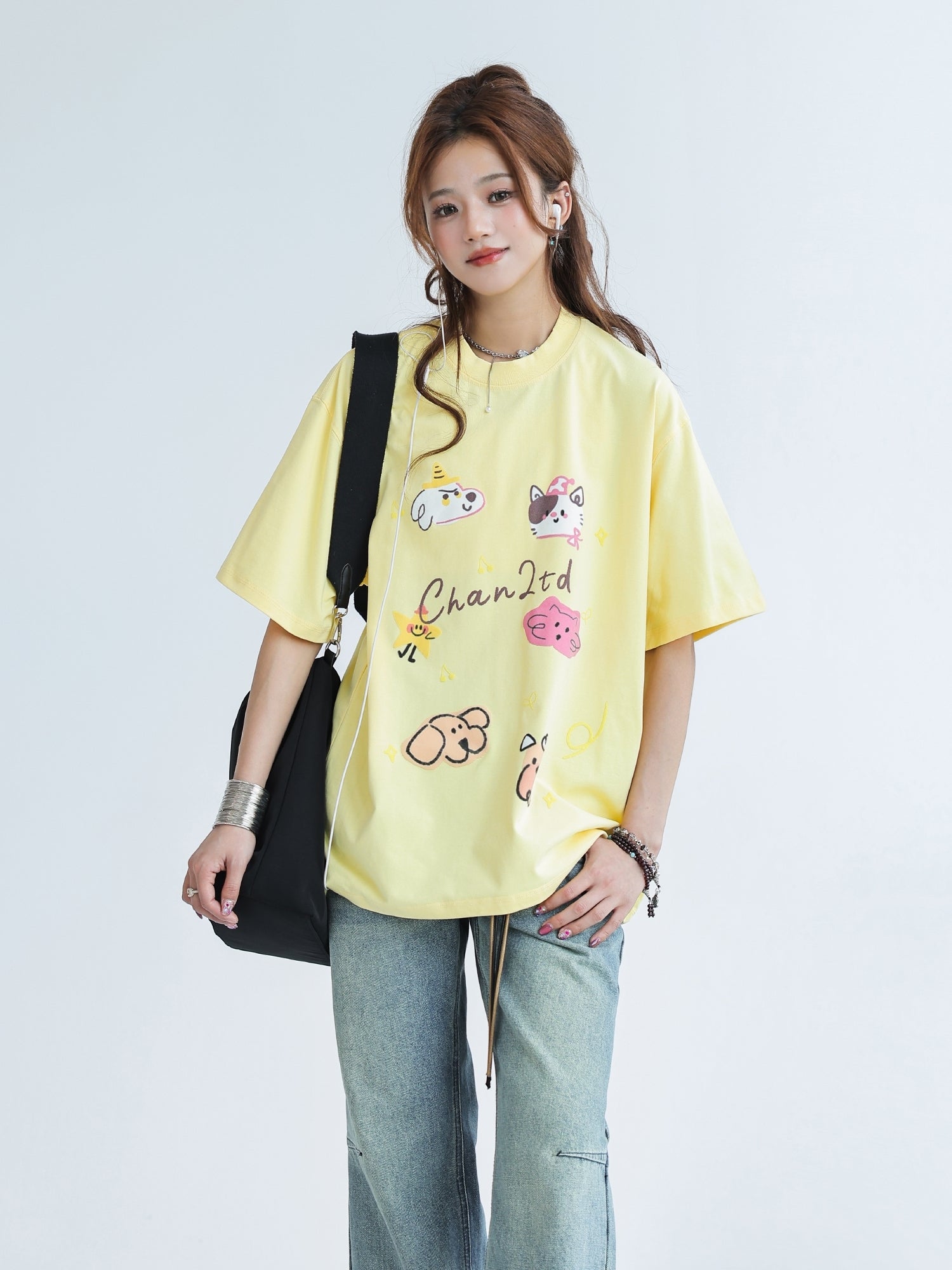 Cute Animal Print Quick Dry Loose Fit Tee