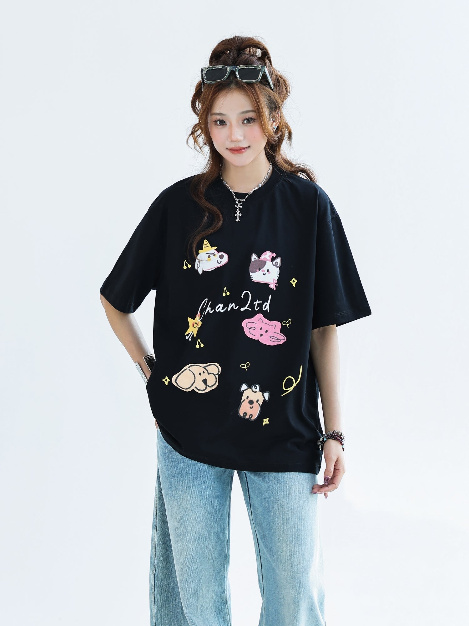 Cute Animal Print Quick Dry Loose Fit Tee