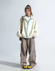 Cute Colorblock Dachshund Embroidered Stand Collar Sweatshirt Jacket