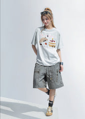 Cute Embroidered Patch T Shirt