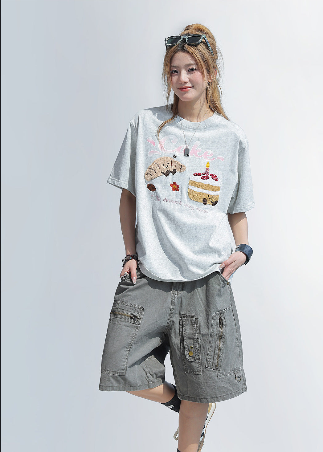 Cute Embroidered Patch T Shirt
