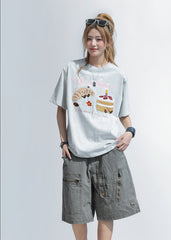 Cute Embroidered Patch T Shirt
