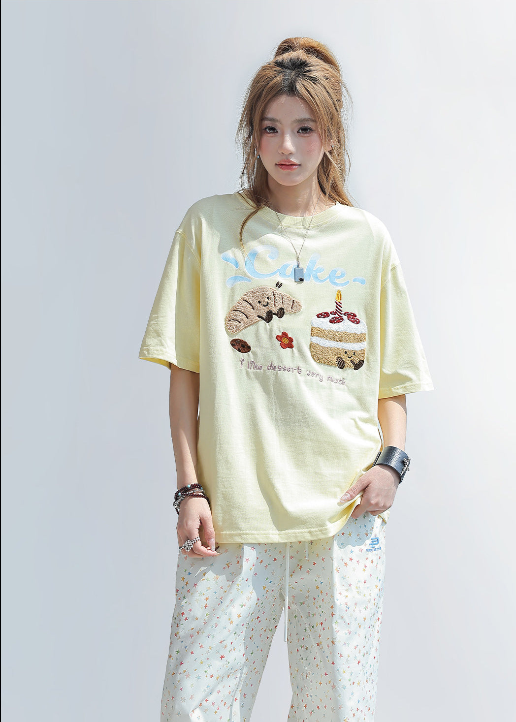 Cute Embroidered Patch T Shirt