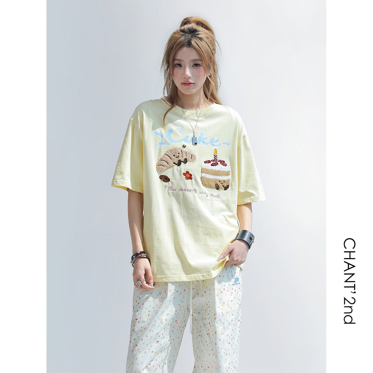 Cute Embroidered Patch T Shirt