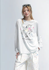 Cute Unicorn Print Long Sleeve T Shirt