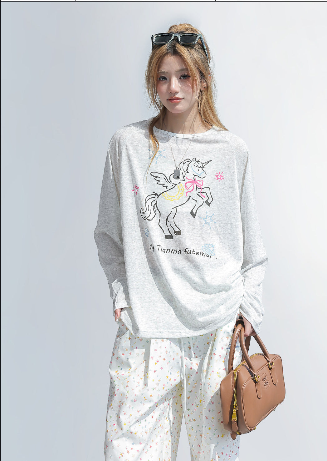 Cute Unicorn Print Long Sleeve T Shirt