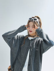 Dachshund Embroidered Knit Cardigan Sweater
