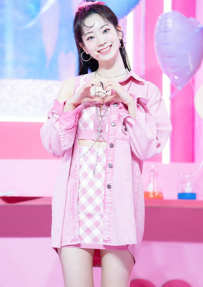 Pink Plaid Cropped Sleeveless Top And Skirt Set