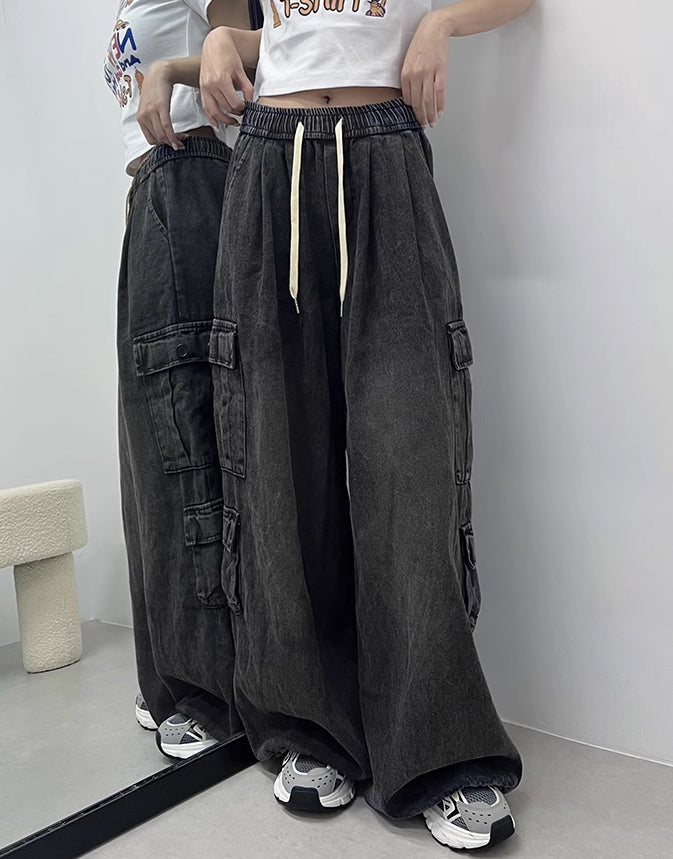Black Wide Leg Cargo Pants