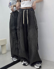 Black Wide Leg Cargo Pants